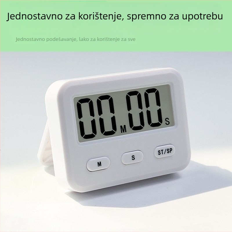Mehanički kuhinjski timer s LED prikazom i analognim pokazivačem, kućište od aluminijske legure, napajanje suhim baterijom