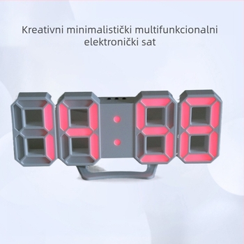 LED digitalni sat s termometrom, kalendarom i alarmom — zidni ili stolni sat s vanjskim napajanjem