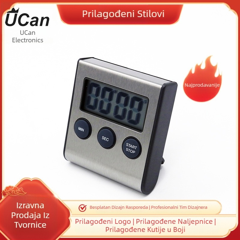 Countdown podsjetnik za lijekove s LCD prikazom, četvrtasto plastično kućište, baterijsko napajanje, alarm, kalendar