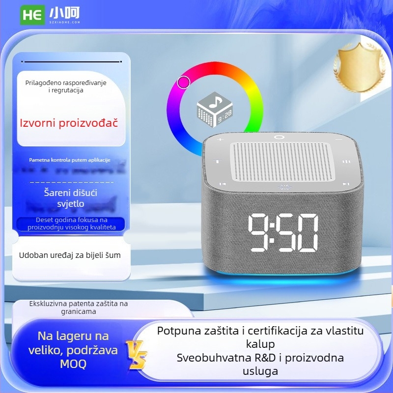 Uređaj za san s bijelim šumom i Bluetooth zvučnikom, šareni dišući svjetlo, ugrađena baterija, trajanje baterije 6-8 sati, daljinski upravljač s funkcijama timera i glazbe