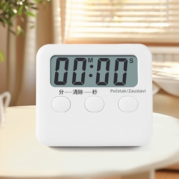 Kuhinjski timer s elektroničkim mehanizmom, LCD zaslon, odbrojavanje, napajanje baterijama, pravokutno plastično kućište