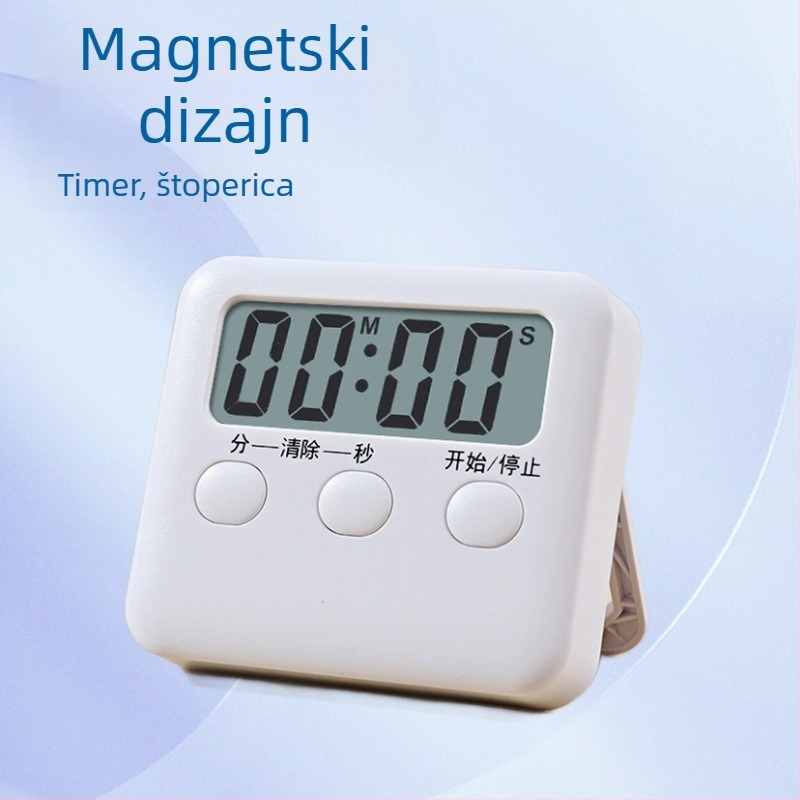 Kuhinjski timer s elektroničkim mehanizmom, LCD zaslon, odbrojavanje, napajanje baterijama, pravokutno plastično kućište