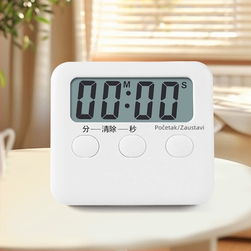 Kuhinjski timer s elektroničkim mehanizmom, LCD zaslon, odbrojavanje, napajanje baterijama, pravokutno plastično kućište