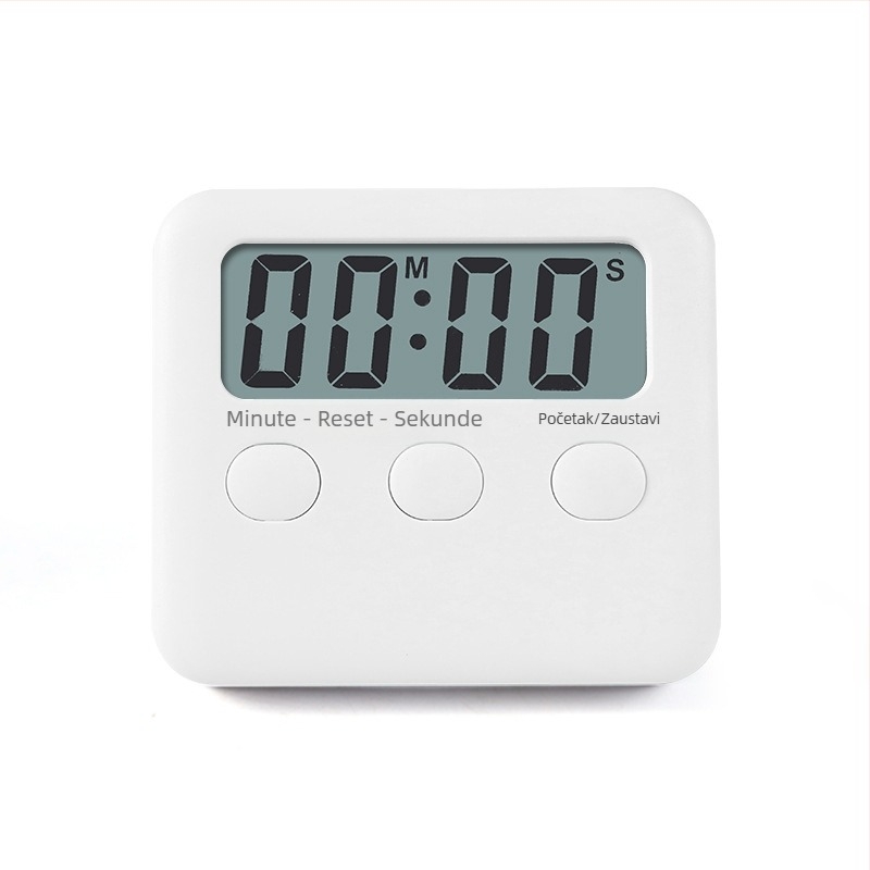 Kuhinjski timer s elektroničkim mehanizmom, LCD zaslon, odbrojavanje, napajanje baterijama, pravokutno plastično kućište