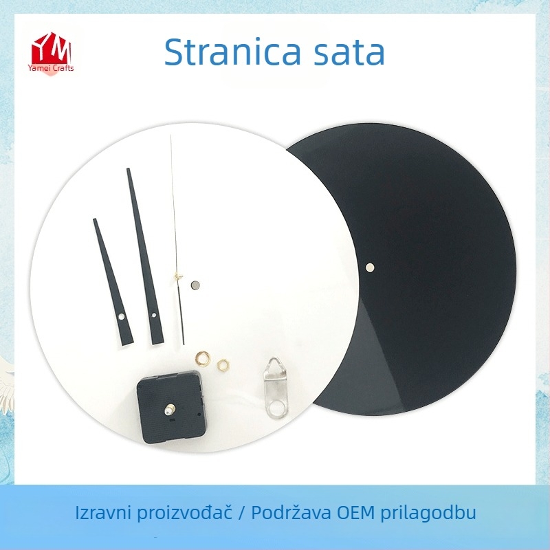 Zidni sat, okruglog oblika, MDF/šperploča kućište, napajanje baterijom, analogne kazaljke s brojevima, cifernik s termotransfer tiskom