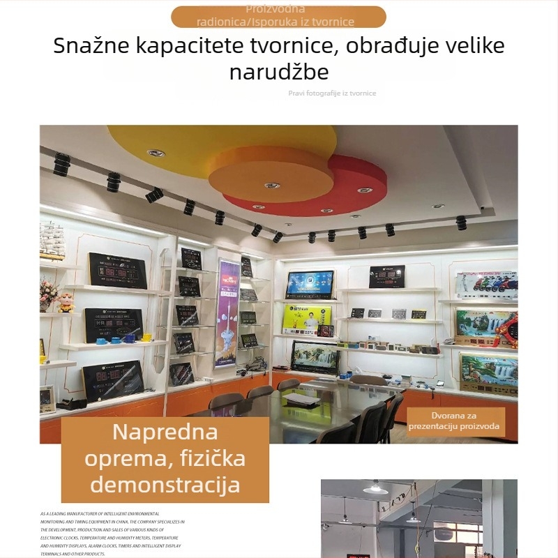 Zidni sat s LED zaslonom, vječni kalendar, termometar, mjerač vlage i alarm