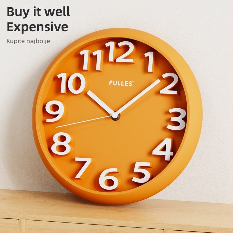 Zidni sat F333, kružnog oblika, moderan dizajn, glatko kretanje sekundne ruke, Eshida mehanizam, napajanje baterijom, plastično kućište