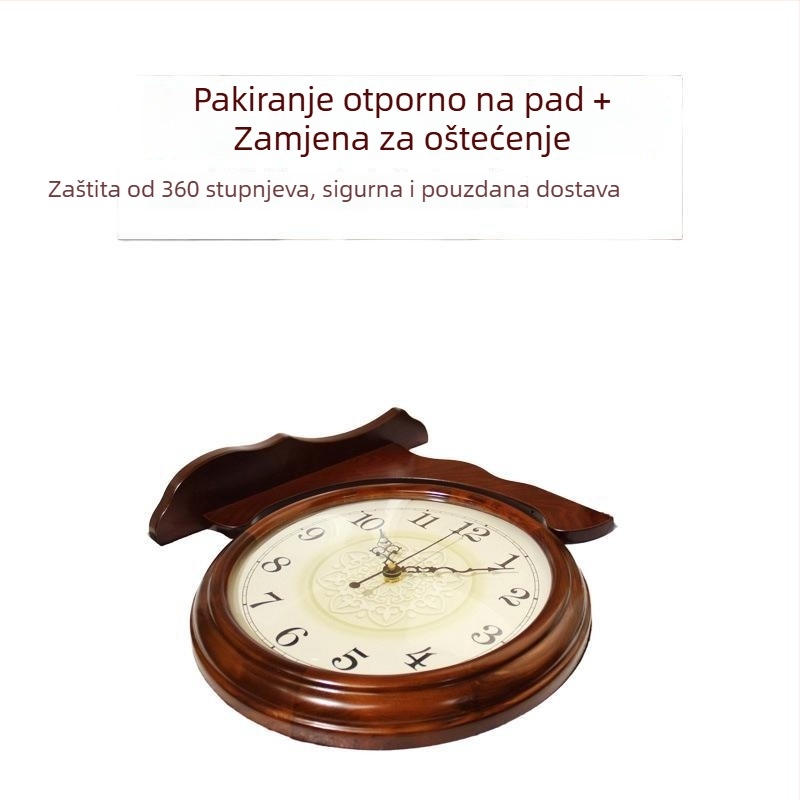 Dvostrani zidni sat, masivno drveno kućište, staklena ogledala, papirnato laminirani brojčanik, model 985