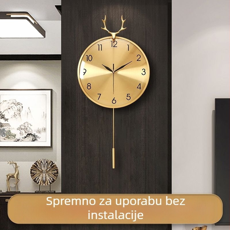 Zidni sat za dnevni boravak, kvarcni mehanizam, tih rad, montaža bez bušenja, okruglo plastično kućište