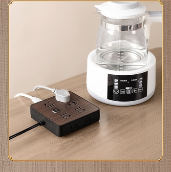 Produžni kabel s drvenim uzorkom za kućnu upotrebu, 10A, 100–250V, ABS kućište, bakreni vodiči, 3C potvrda