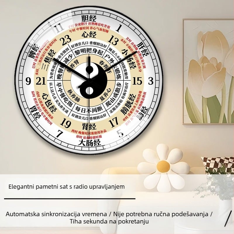 Wellness zidni sat s tihim kvarcnim mehanizmom – kreativan dizajn, montaža bez bušenja za salone ljepote i trgovine tradicionalne kineske medicine