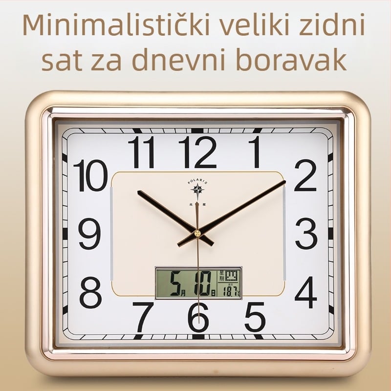 Zidni sat, veliki kvadratni elektronički, tih rad, vječni kalendar, kvarcni pogon