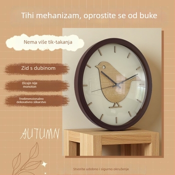 Jednostavan i sladak životinjski zidni sat, okrugli dizajn u nordijskom stilu, baterijski kvarcni mehanizam