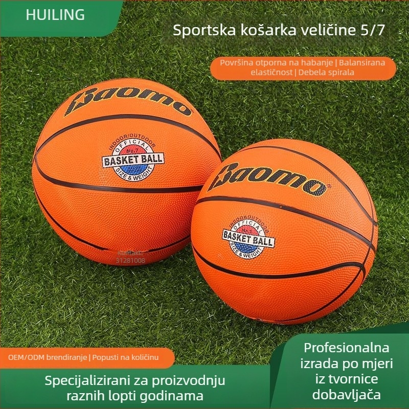 Košarkaška lopta za djecu visoke elastičnosti, veličine 5 i 7, za unutarnju i vanjsku uporabu