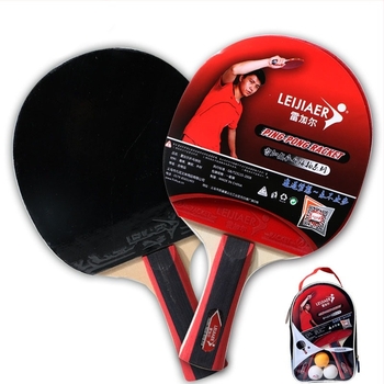 Set za stolni tenis s futrolom – dvostruka guma s reverznim ljepilom, poplar baza, uključuje dvije rekete i tri lopte (model 1219)