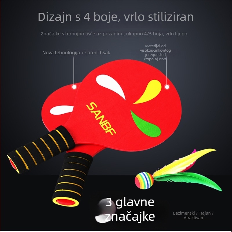 Raketa za badminton, baza od topolovog drveta, pravi udarac, prilagođeno obrađivanje, tiskano logo