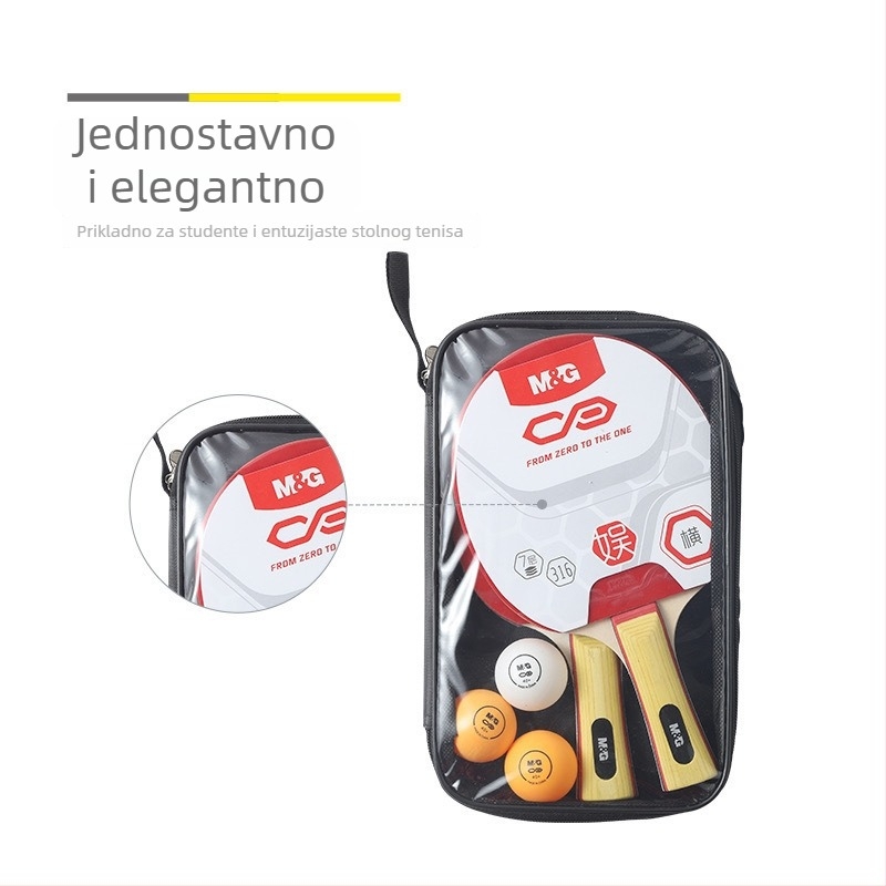 Set reketa za stolni tenis (2 komada) s torbom i 3 loptice — trening rekete, drveni list, anti-lepljiva guma, direktni udar, pogodno za stolni tenis i badminton