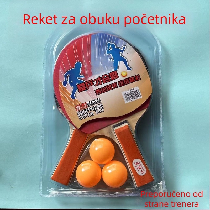 Set ping-pong reketa s poplar oštricom, guma Straight Glue, horizontalnog tipa reketa, porijeklo Hangzhou, mogućnost prilagodbe logotipa