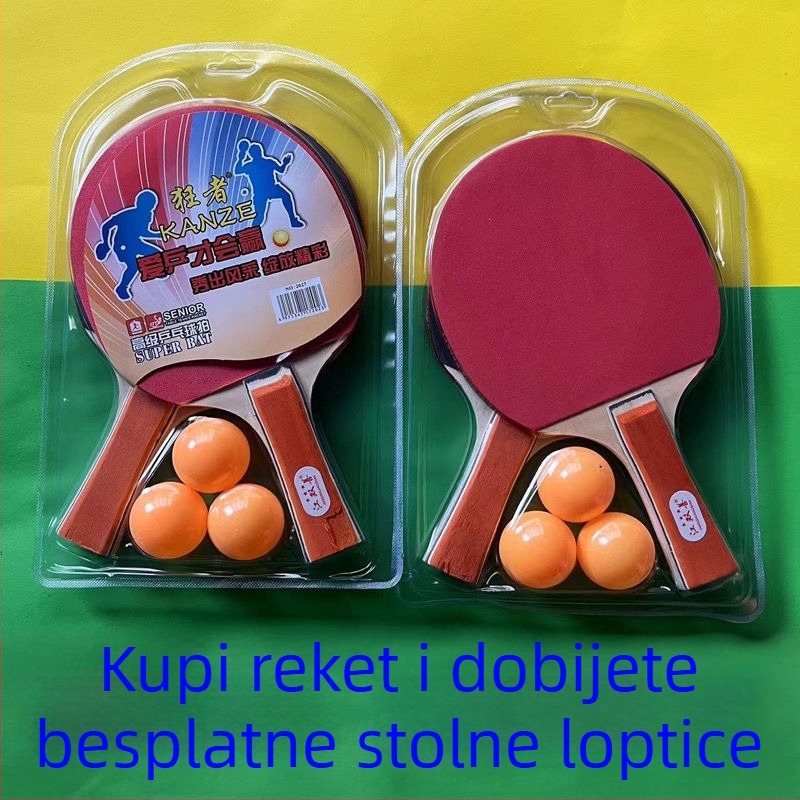 Set ping-pong reketa s poplar oštricom, guma Straight Glue, horizontalnog tipa reketa, porijeklo Hangzhou, mogućnost prilagodbe logotipa