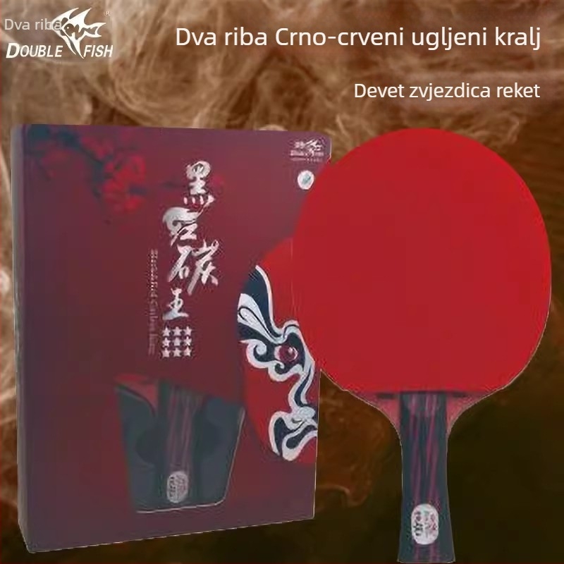 DOUBLE FISH Reket za stolni tenis - jezgro od karbonskih vlakana, guma protiv ljepenja, Shakehand stil, model Carbon King