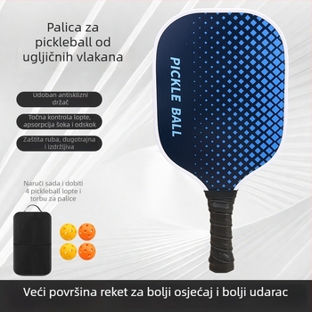 Pickleball reketa od karbonskih vlakana, silikon grip protivklizni, prilagodljivo za treniranje