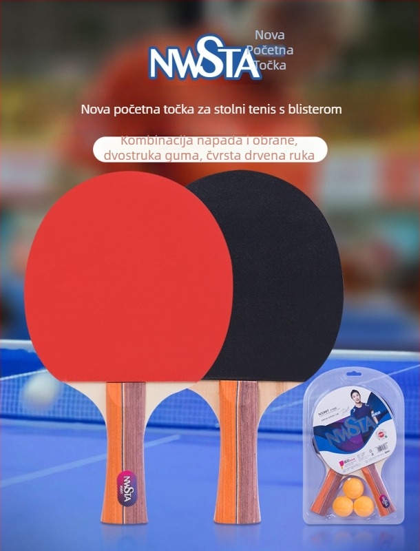 Dvostruki set reketa za stolni tenis, Penhold ručka, karbonska vlakna