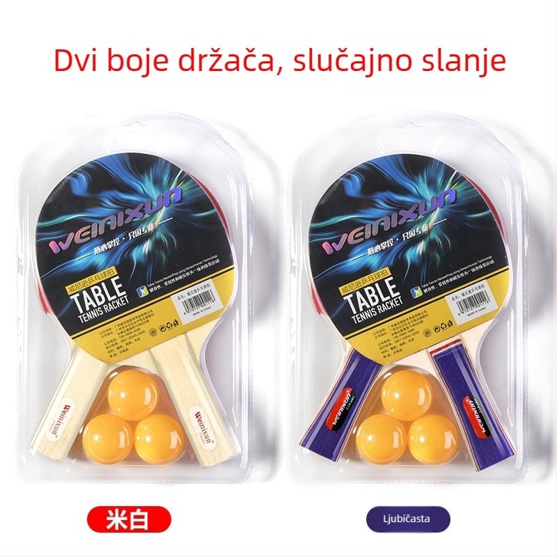 Reket za stolni tenis Shakehand dugi držač - Poplar ploča, guma reverse glue, porijeklo Zhejiang