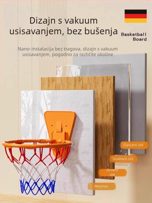 Unutarnji zidni sklopivi koš za košarku, tih rad, kućna uporaba