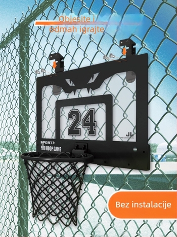 Koš za košarku bez bušenja, vakuumsko pričvršivanje, za unutarnju i vanjsku upotrebu, sklopiv, pogodan za zakucavanje