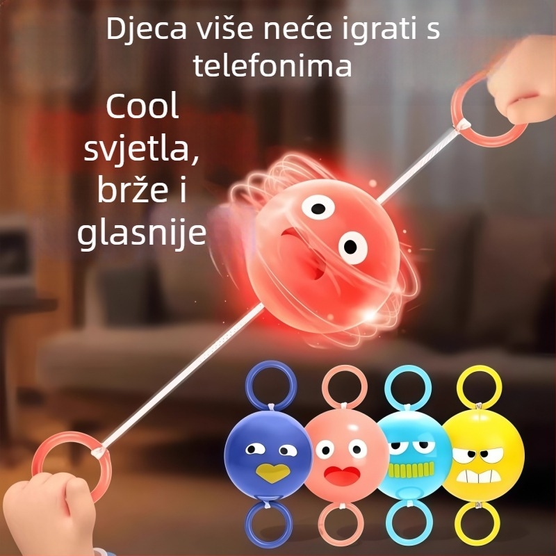 Obrazovna svjetleća igračka s povlačnim užetom: rotirajući kotač, plastična konstrukcija, razvija koordinaciju ruke i oka, vid i kognitivne vještine