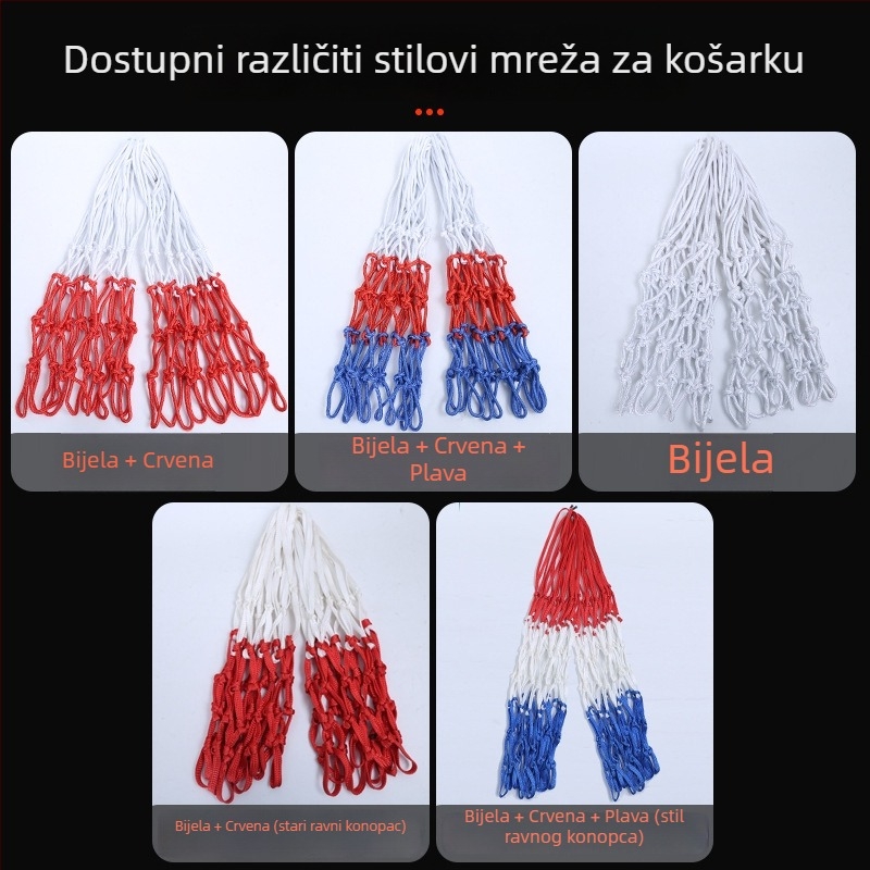 Mreža za koš — debela i izdržljiva, poliesterska, za vanjsku upotrebu, 100 g