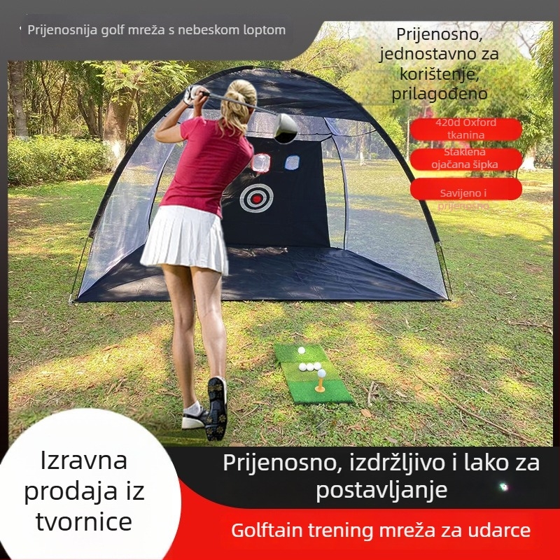Soaring mreža za golf trening, unutarnja i vanjska upotreba, poliester vlakno, tisak logotipa dostupan, prilagodljivo