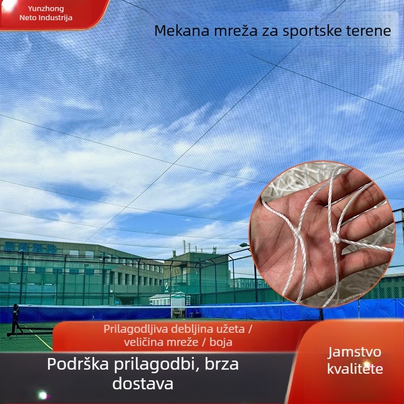 Mreža za nogomet i košarku bez čvorova – mekana gornja mreža za zaštitu terena, mreža od polietilena