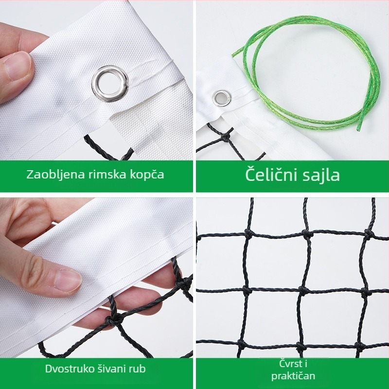 Teniska mreža visoke kvalitete — natjecateljska standarda, prenosna i uklonjiva polietilenska mreža; Materijal: polietilen; Težina: 3–6,5 kg; Standardni model; Pogodno za tenis i badminton.