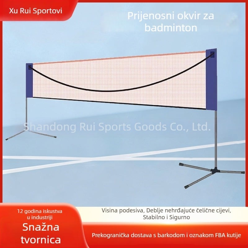 Okvir za badminton mrežu - Prijenosni, sklopivi, za badminton i tenis - Marka: Xu Rui; Prilagodba: Da; Ovlaštena privatna marka: Da; Kategorija proizvoda: Stojak za badminton mrežu