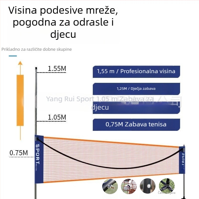 Okvir za badminton mrežu - Prijenosni, sklopivi, za badminton i tenis - Marka: Xu Rui; Prilagodba: Da; Ovlaštena privatna marka: Da; Kategorija proizvoda: Stojak za badminton mrežu
