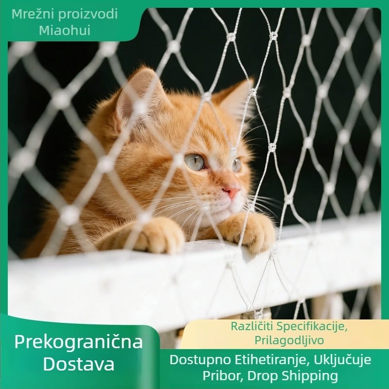 Nylon mreža za izolaciju mačaka za balkon/prozor/stepenice – zaštita od padova, sigurnosna mreža za kućne ljubimce