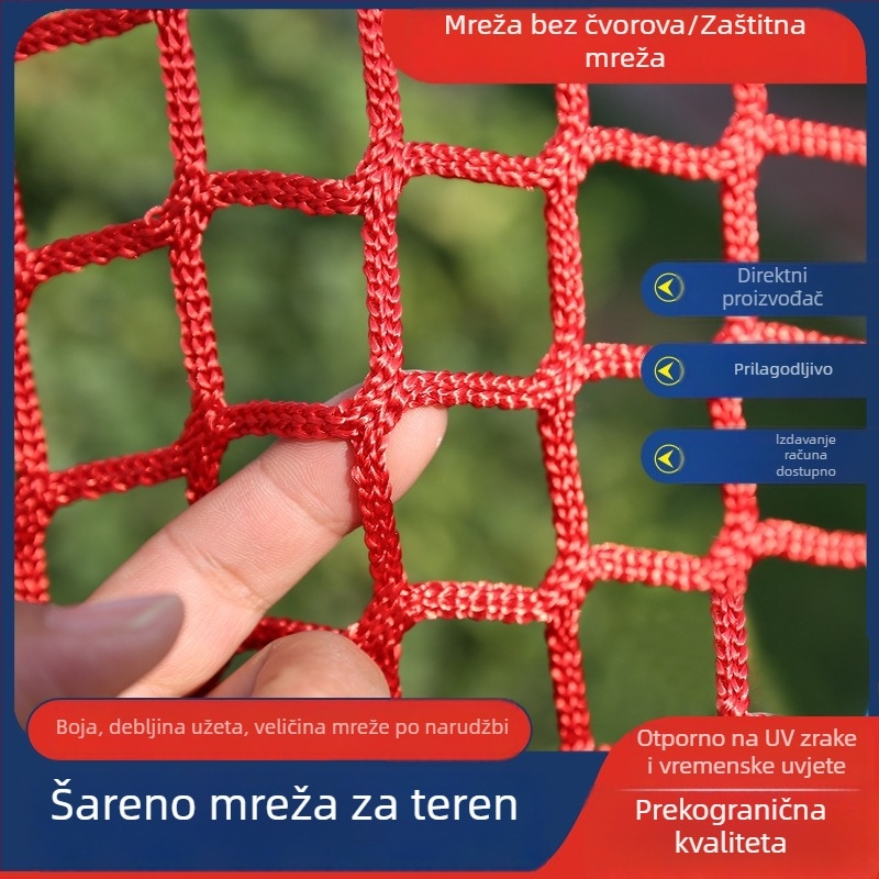 Šarena mreža za ograđivanje tenis-terena, poliester bez čvorova, mreža za trening i dijeljenje te izolaciju, ojačana zaštitna mreža