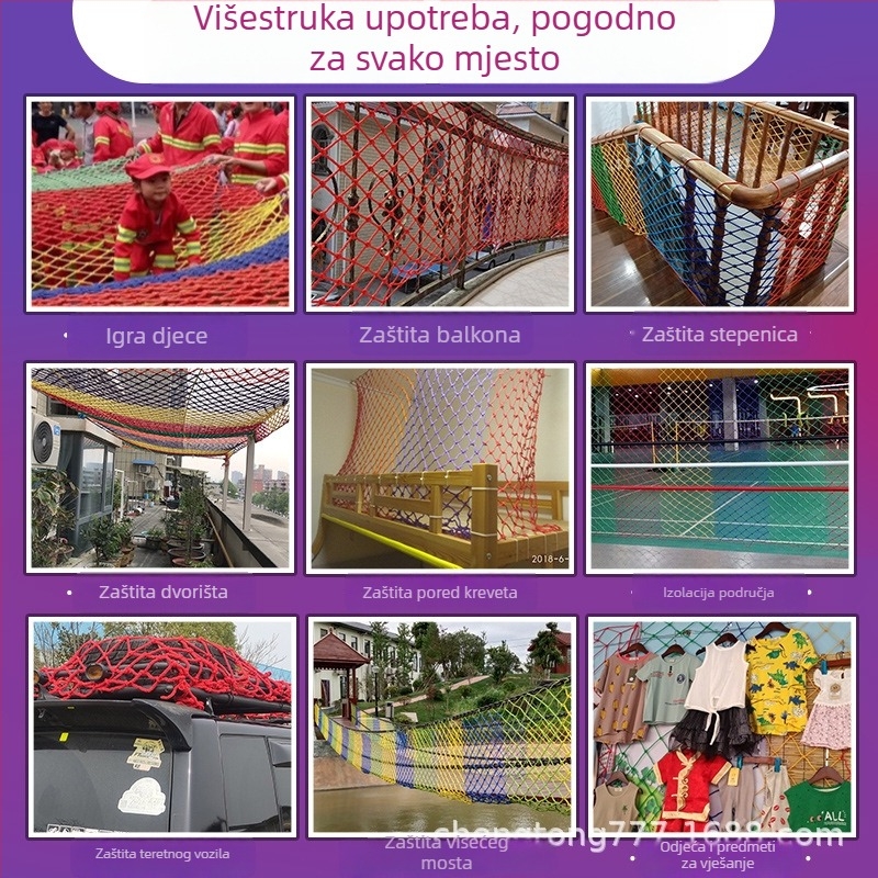Dječja zaštitna mreža za stepenice i balkon, najlon mreža za ograde dvorišta, dekorativna mreža od užeta