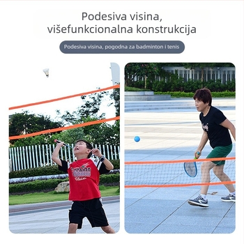Vanjska mreža za badminton – prijenosna sklopiva mreža za igru; Materijal: Drugo; Prilagodljivost: Da; Pogodno za badminton i tenis
