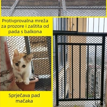 Mreža za zaštitu mačaka za prozore i balkon, plastična zaštitna mreža s zaštitom od pada