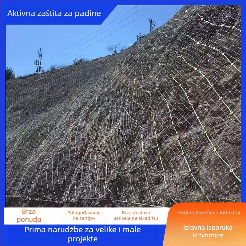 Aktivna zaštitna mreža za padine – fleksibilna mreža od čeličnih užadi s romboidnim oblikom za zaštitu od odrona