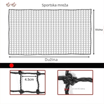 Zaštitna mreža za zaštitne ograde, PE materijal, vanjska obuka, otpor 100p, sigurnost