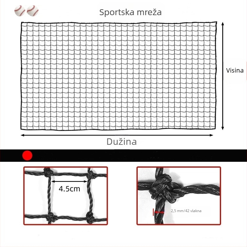 Zaštitna mreža za zaštitne ograde, PE materijal, vanjska obuka, otpor 100p, sigurnost