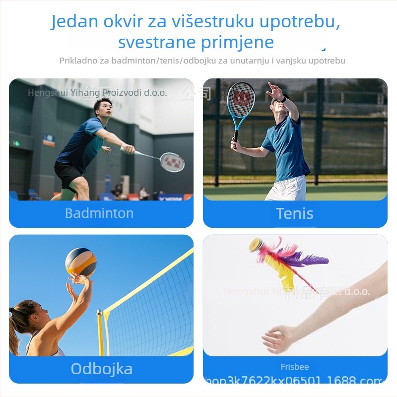 Prijenosni mrežni stalak za badminton, sklopivi, za unutarnje i vanjske uvjete, za singl i dvojicu, 2-u-1, model yh-04
