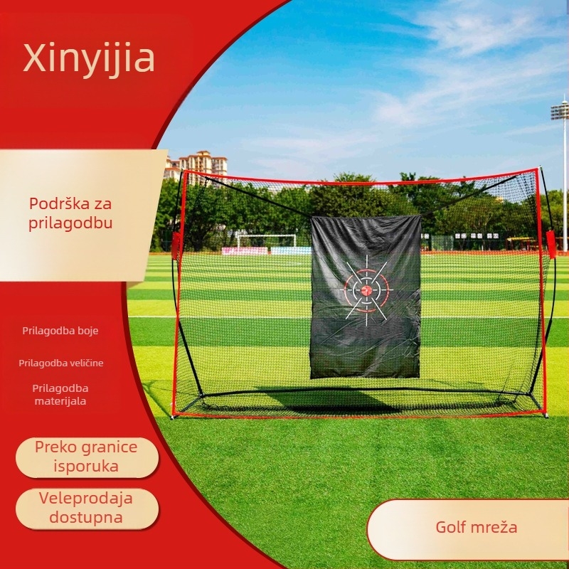 Xin Yijia Golf trening mreža – unutarnja upotreba, jednostavna za postavljanje, prijenosna; materijali: poliester, platno, željezo, staklena vlakna.