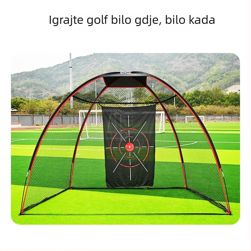 Golf mreža za trening – šator-stil okvir od okruglih cijevi, vanjska vježba chipinga i zamaha, Oxford tkanina, prilagodljiv logo