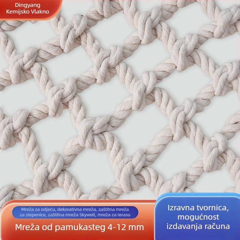 Pamukasta sigurnosna mreža, obična mreža od pamuka, nosivost 100, dekorativna i zaštitna funkcija