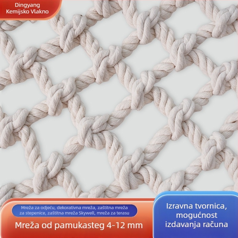 Pamukasta sigurnosna mreža, obična mreža od pamuka, nosivost 100, dekorativna i zaštitna funkcija
