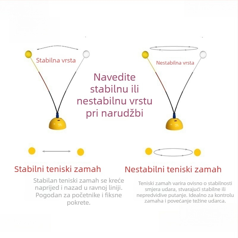 Tenis trener za samostalnu vježbu s fiksnom postavom – izdržljiva vježba zamaha za jednoga korisnika
